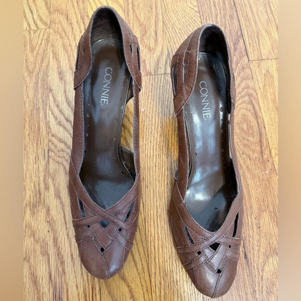 Connie Women's Brown Leather Heels - Size 9.5